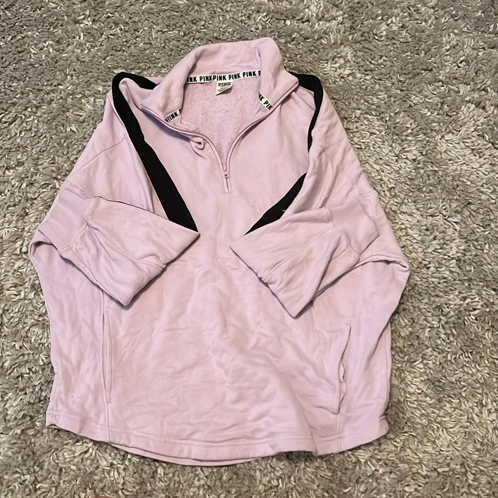 Pink collared half zip up